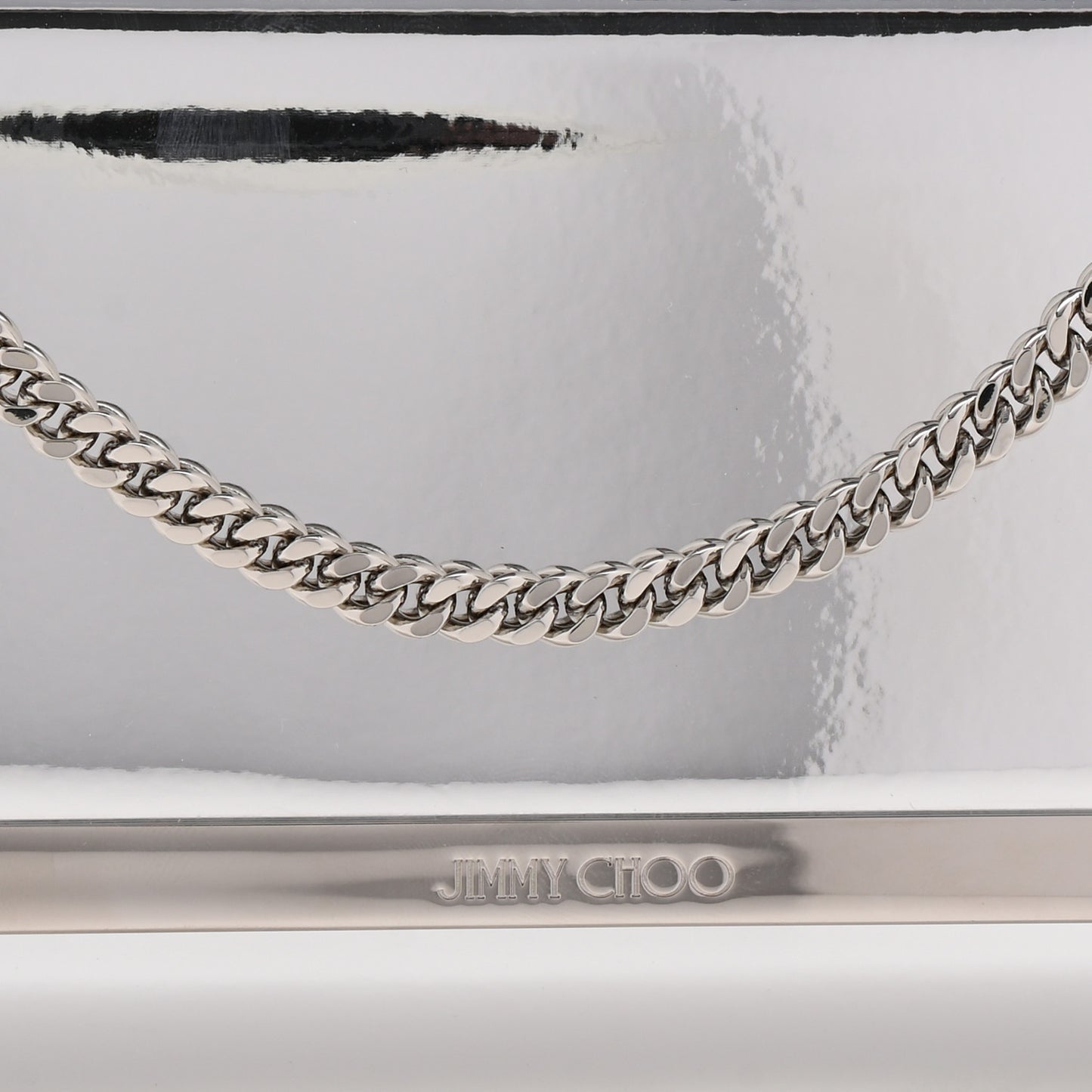 Metallic Patent Milla Wallet on Chain Silver