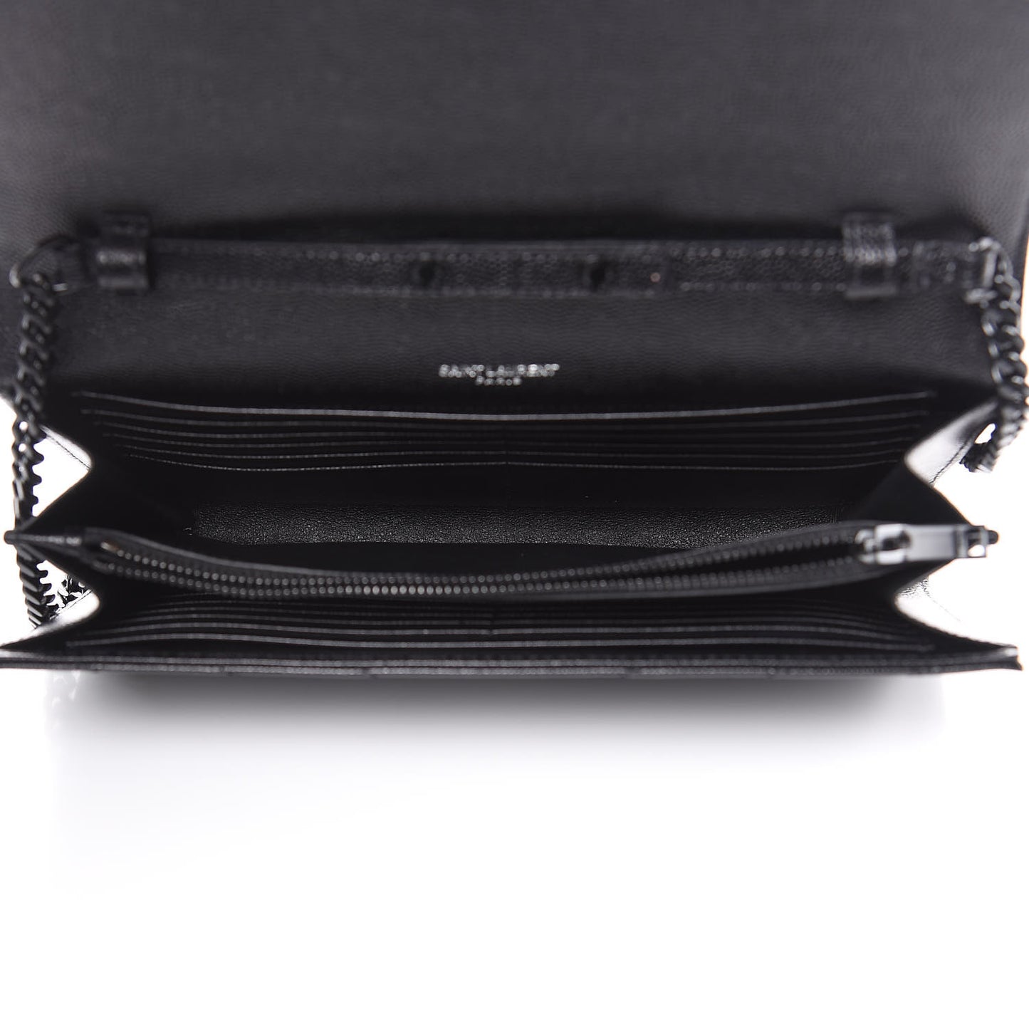 Grain De Poudre Matelasse Chevron Monogram Chain Wallet Black