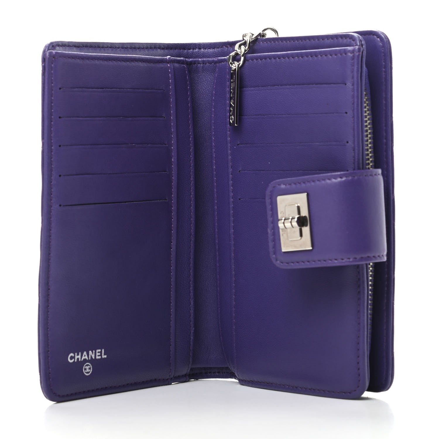 Chanel Lambskin Quilted Reissue Zipped Pocket Wallet Purple. 5 of 11