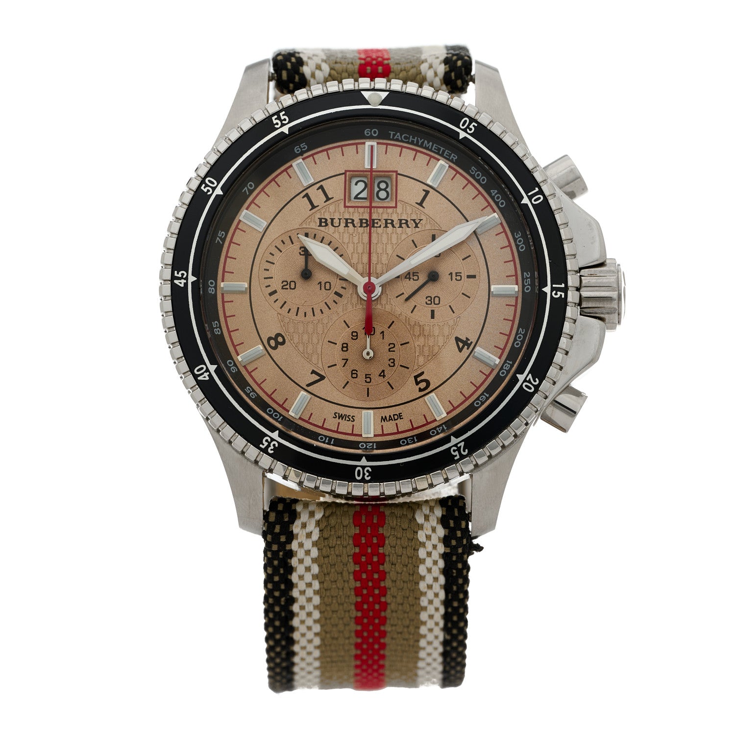 Burberry Stainless Steel Fabric 44mm Endurance Chronograph Quartz Watch Champagne BU7600 1 of 4