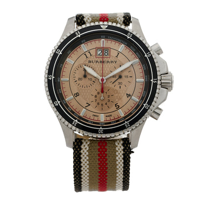 Burberry Stainless Steel Fabric 44mm Endurance Chronograph Quartz Watch Champagne BU7600 1 of 4