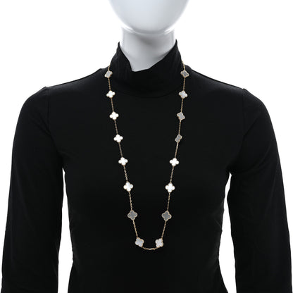 Van Cleef & Arpels 18K Yellow Gold Mother of Pearl 20 Motifs Vintage Alhambra Necklace 2 of 5