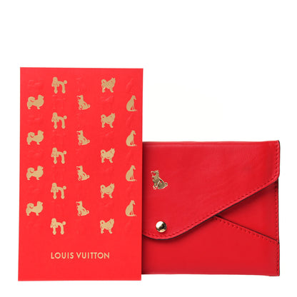 Louis Vuitton Veau Cachemire Chinese New Year Dog Envelope Pouch Red 2 of 5