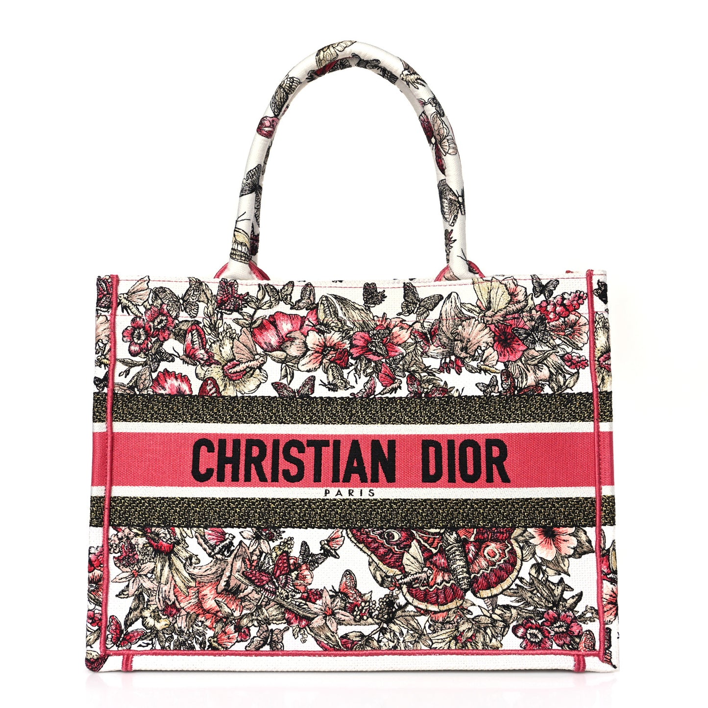 Canvas Embroidered Medium Butterfly Print Book Tote Multicolor