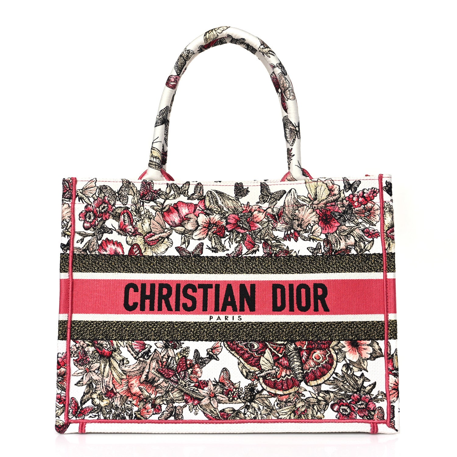Christian Dior Canvas Embroidered Medium Butterfly Print Book Tote Multicolor 1 of 9