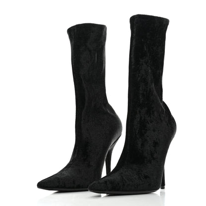 Balenciaga Velvet Spandex Extreme Pointed Toe Knife Ankle Boots 36 Black 3 of 7