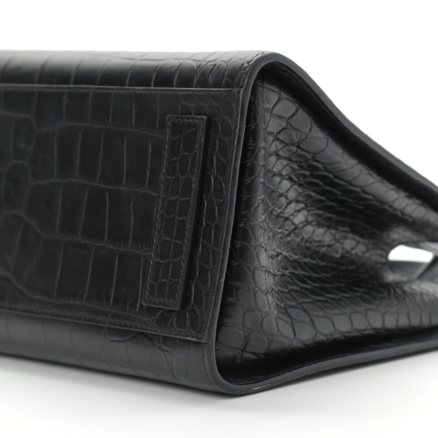 Calfskin Crocodile Embossed Medium Sharp Tote Black