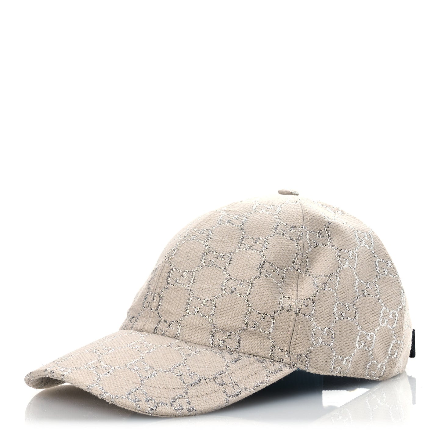 Canvas Lame GG Monogram Rush Baseball Hat L Gardenia Silver