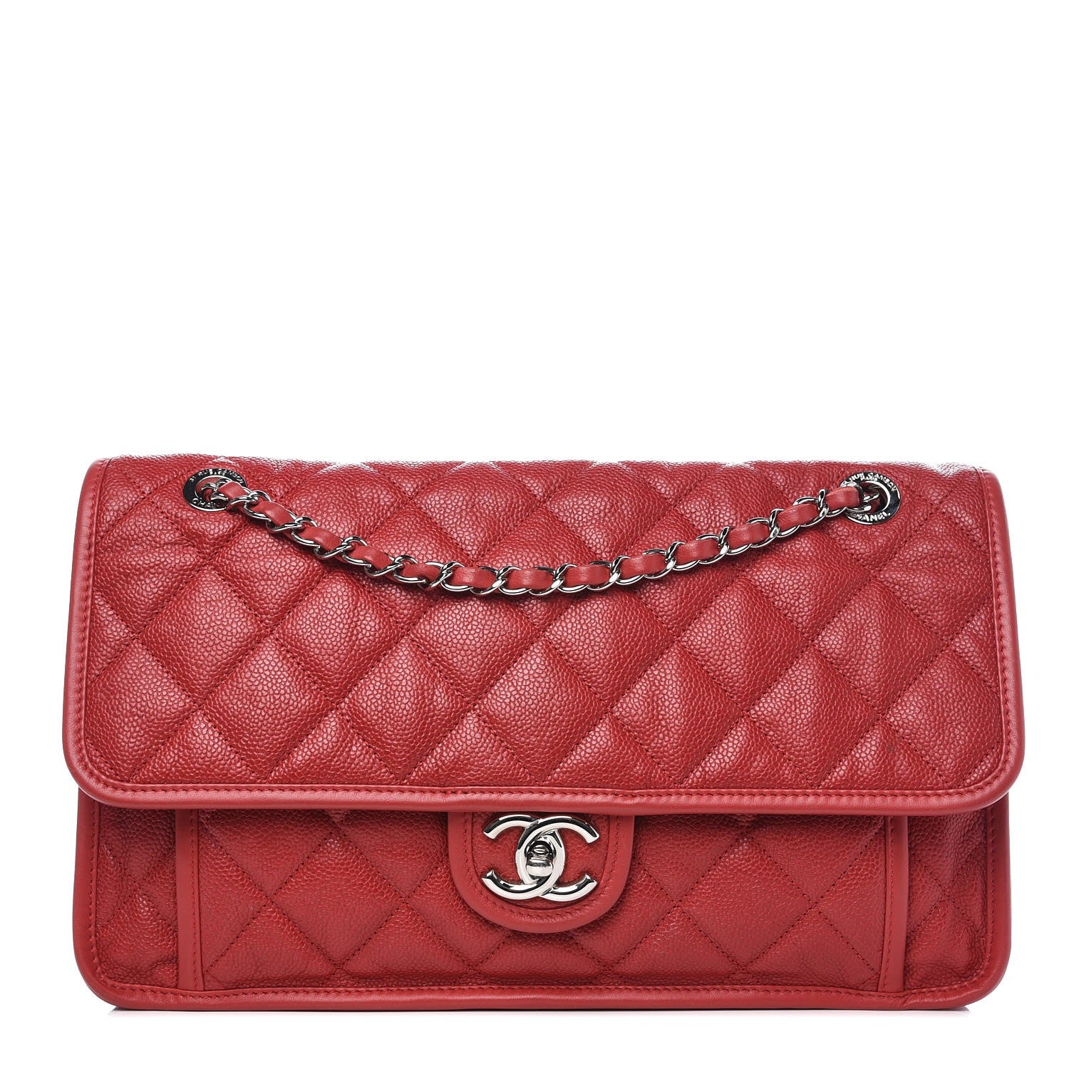 Chanel Caviar Quilted Large French Riviera Flap Red 1 of 9