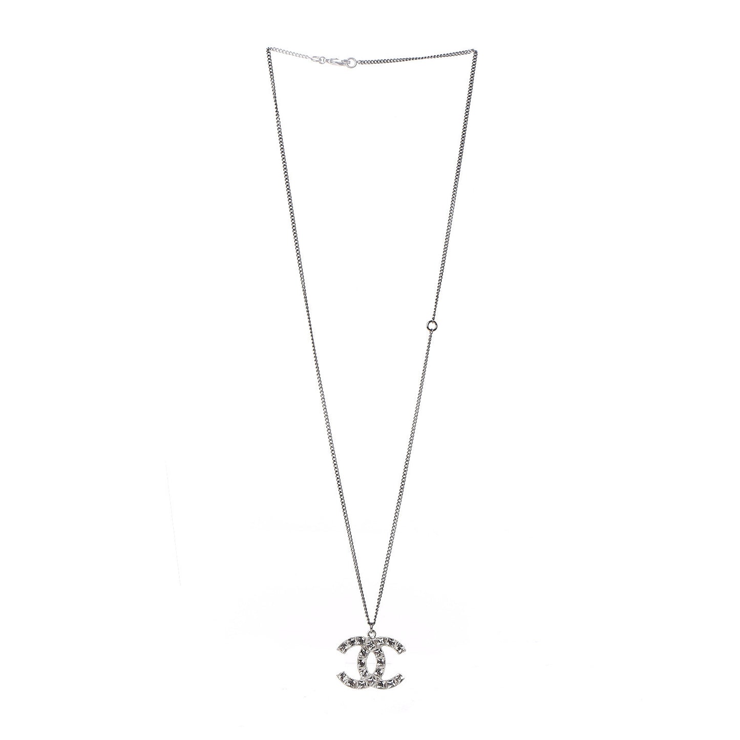 Baguette Crystal CC Necklace Silver