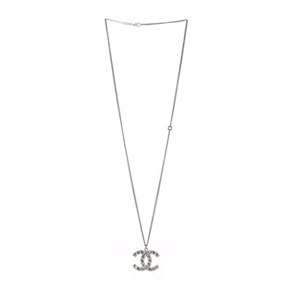 Chanel Baguette Crystal CC Necklace Silver 3 of 5