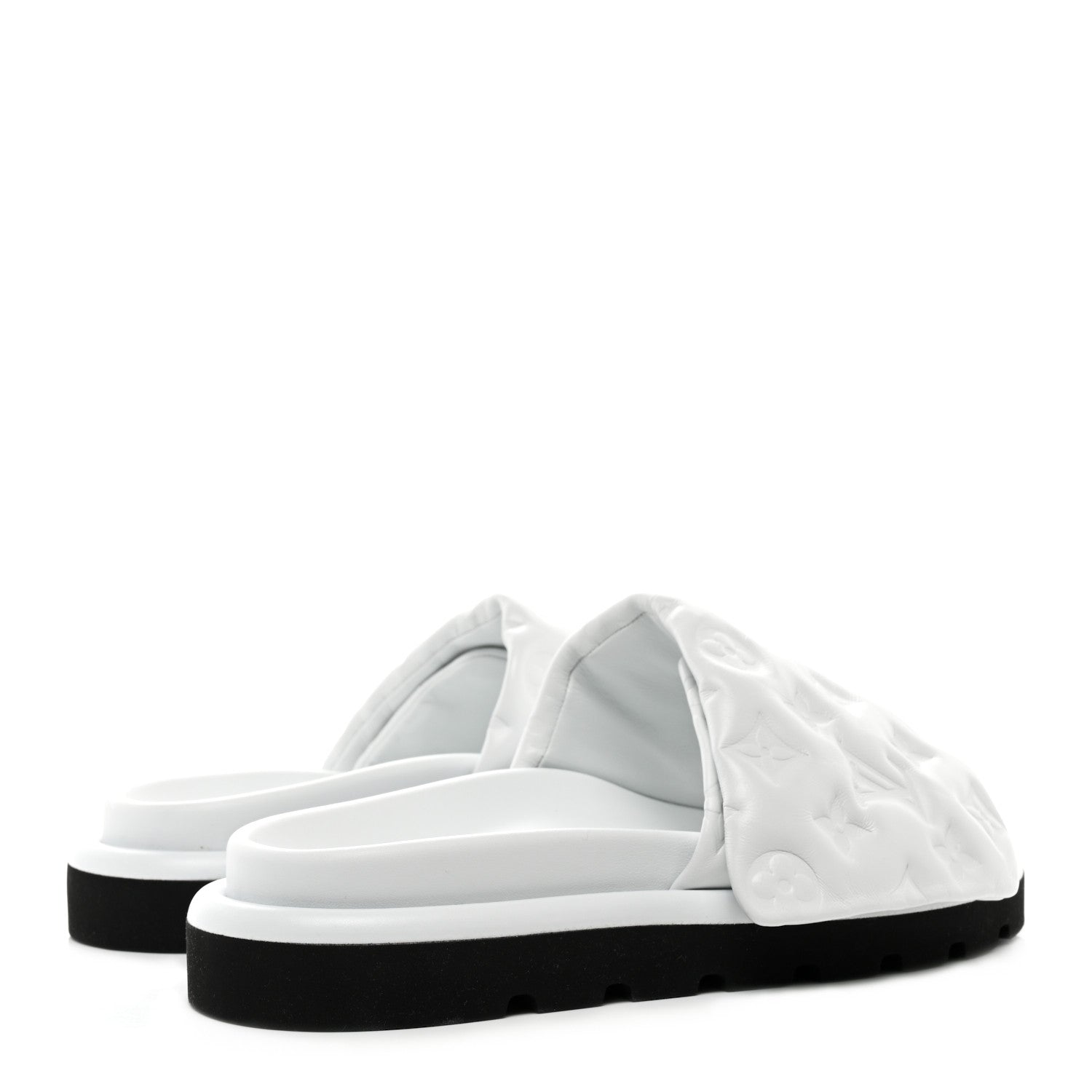 Louis Vuitton Lambskin Embossed Monogram Pool Pillow Flat Comfort Mule 38 White 4 of 8