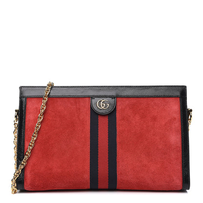 Gucci Suede Patent Web Medium Ophidia Chain Shoulder Bag Hibiscus Red Black 1 of 9