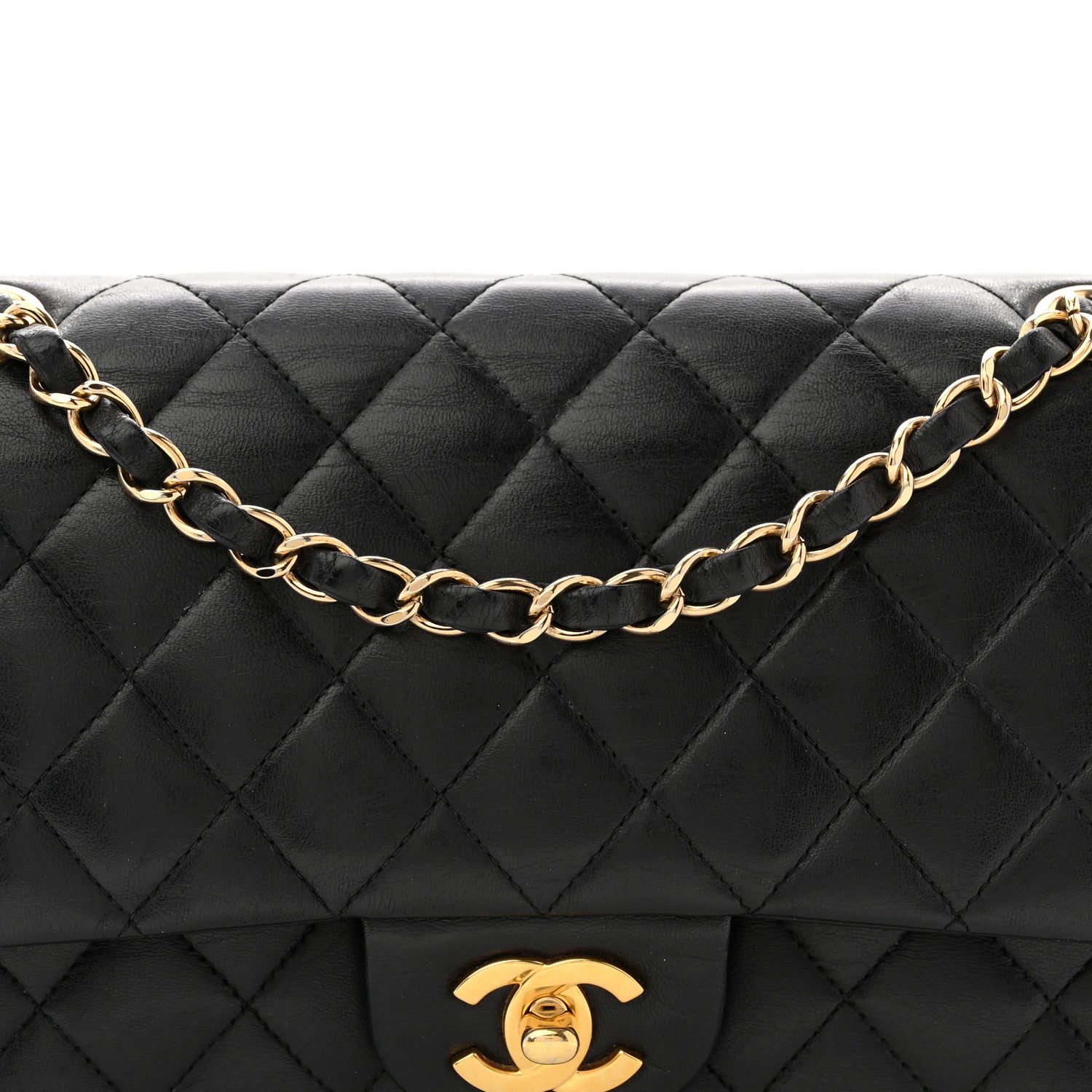 Chanel Lambskin Quilted Medium Double Flap Black 8 of 13