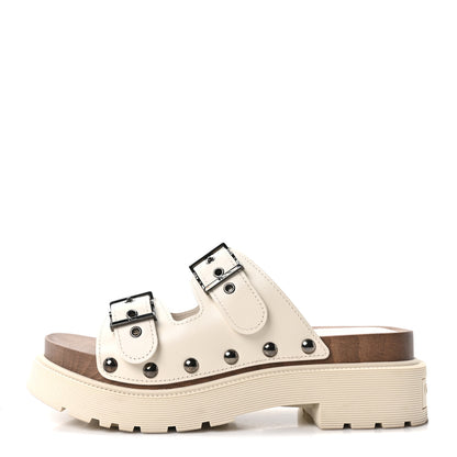 Christian Dior Calfskin Diorquake Buckled Lug Sole 15mm Sandals 38 White 1 of 9
