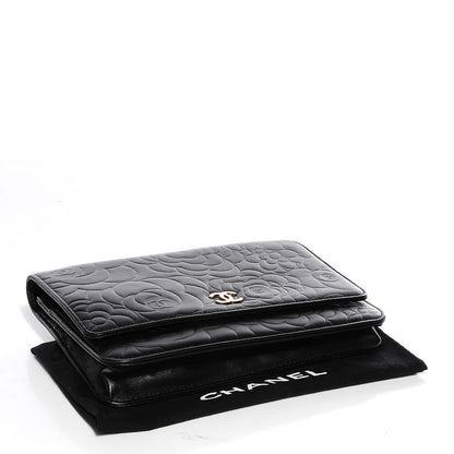 Chanel Lambskin Camellia Wallet on Chain WOC Black 4 of 8