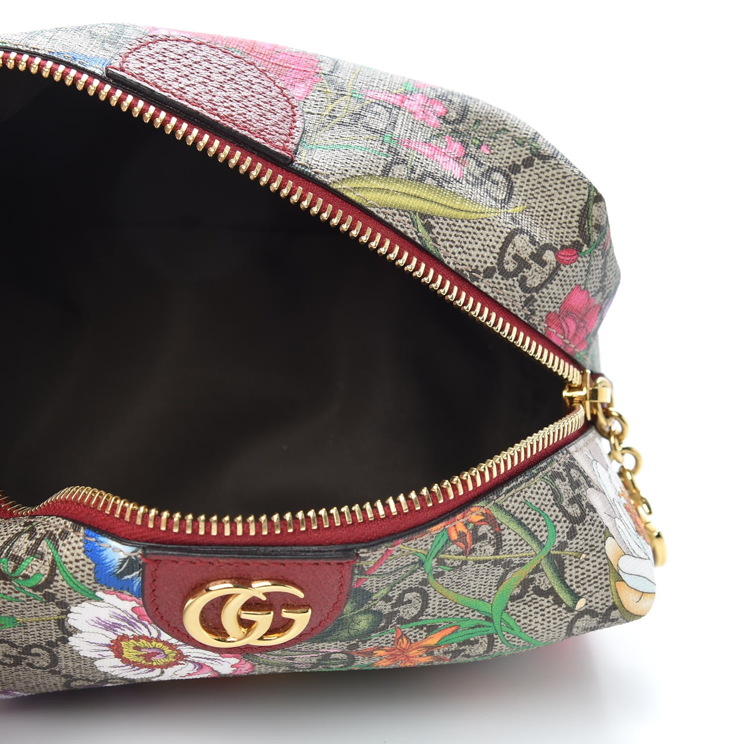 Gucci Soft GG Supreme Monogram Flora Calfskin Medium Ophidia Cosmetic Case Beige Ebony Multicolor Rosso 5 of 10
