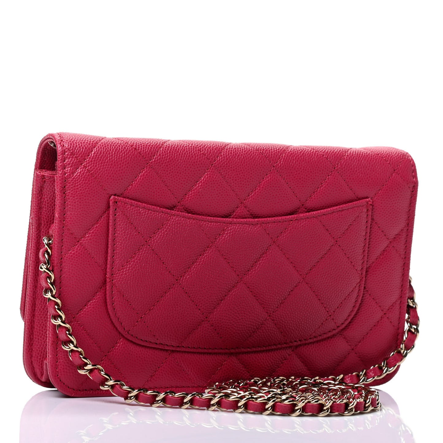 Caviar Quilted Wallet On Chain WOC Dark Pink