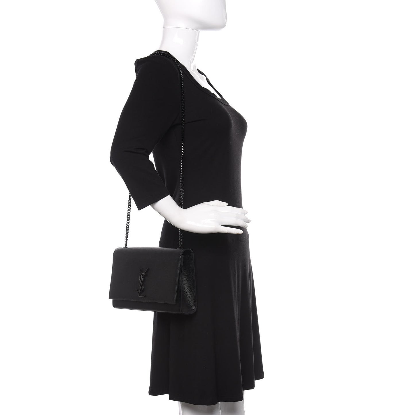 Grain De Poudre Medium Classic Monogram Kate Satchel Black