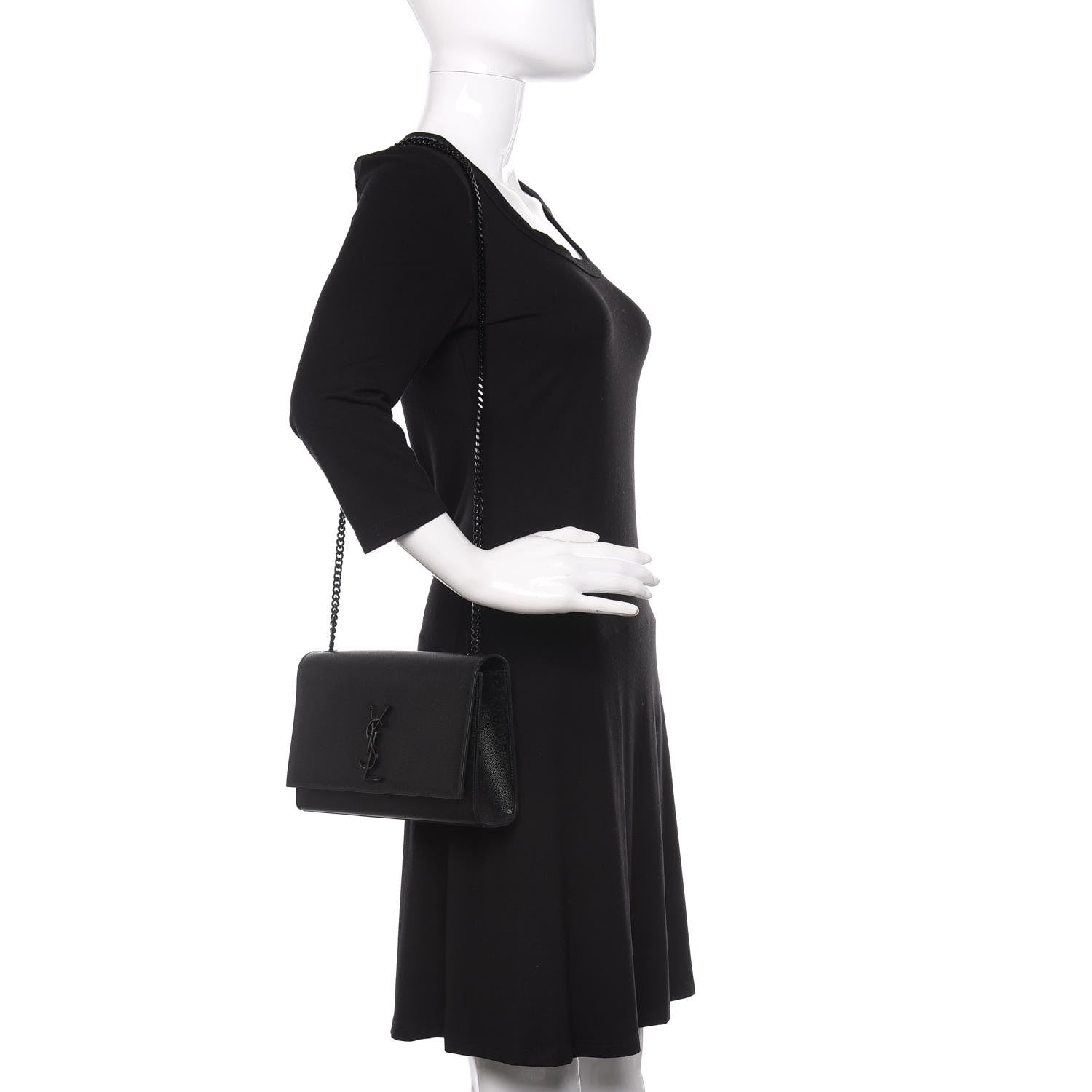 Saint Laurent Grain De Poudre Medium Classic Monogram Kate Satchel Black 2 of 9