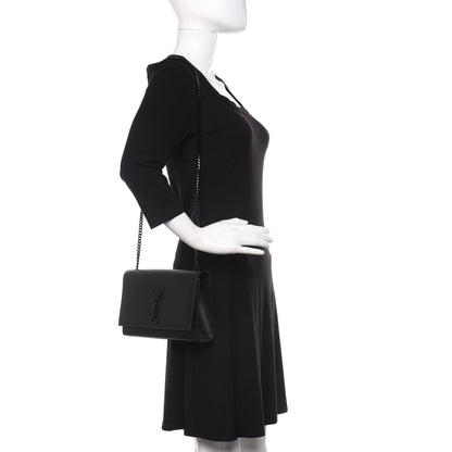 Saint Laurent Grain De Poudre Medium Classic Monogram Kate Satchel Black 2 of 9