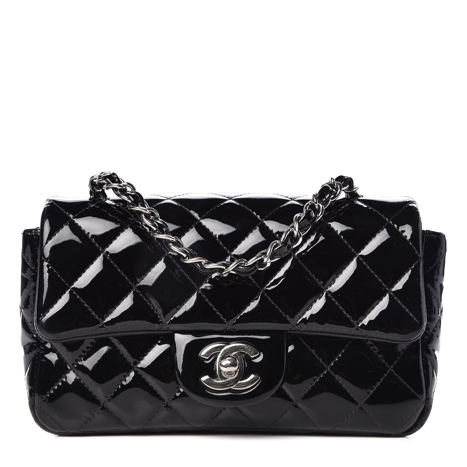 Chanel Patent Calfskin Quilted Mini Rectangular Flap Black 1 of 11
