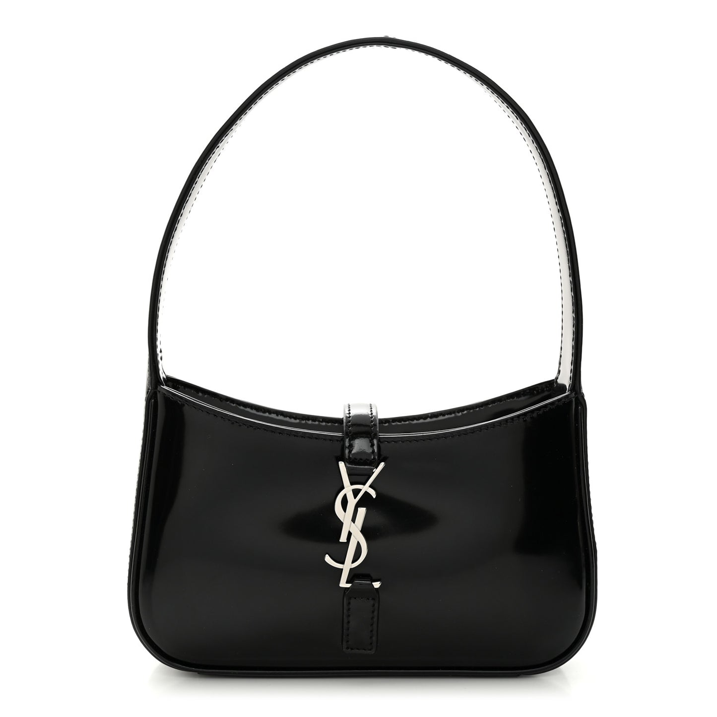 Patent Calfskin Le 5 A 7 Mini Hobo Black