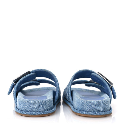 Fendi Denim FF Quilted Fendi Feel Buckled Slide Sandals 37.5 Blue 6 of 13