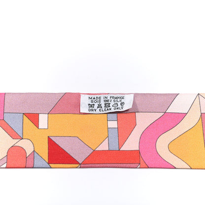 Hermes Silk Perspective Cavaliere Twilly Capucine Mauve Jaune 2 of 4