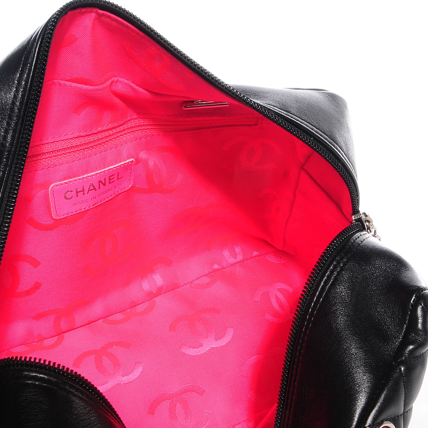 Calfskin Quilted Large Cambon Bowler Black White