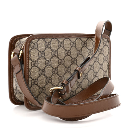Gucci GG Supreme Monogram Azalea Calfskin Mini Retro Interlocking G Shoulder Bag Beige Ebony Brown Sugar 3 of 11