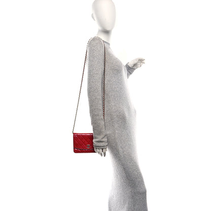 Chanel Patent Quilted Brilliant Wallet On Chain WOC Red 2 of 10
