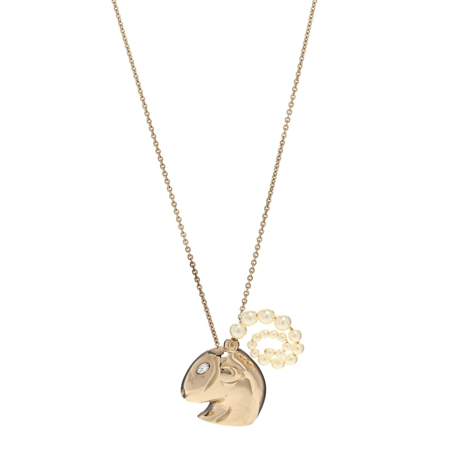 Crystal Pearl Tell Me Dior Zodiac Aries Necklace Gold