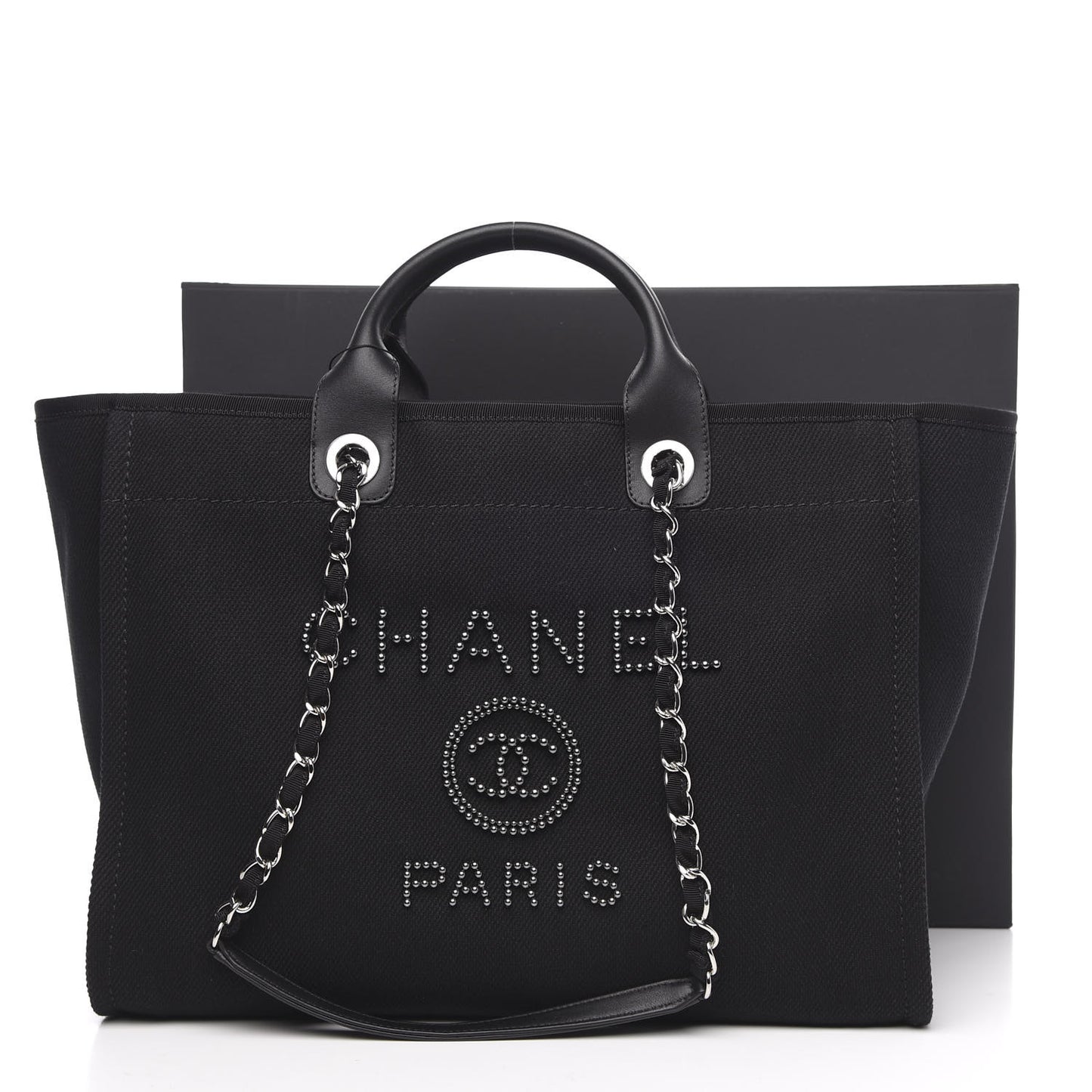 Canvas Pearl Medium Deauville Tote Black