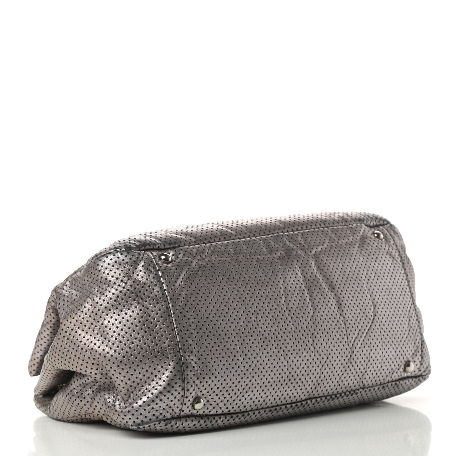 Chanel Metallic Calfskin Perforated Large Drill Accordion Flap Gold 4 of 17