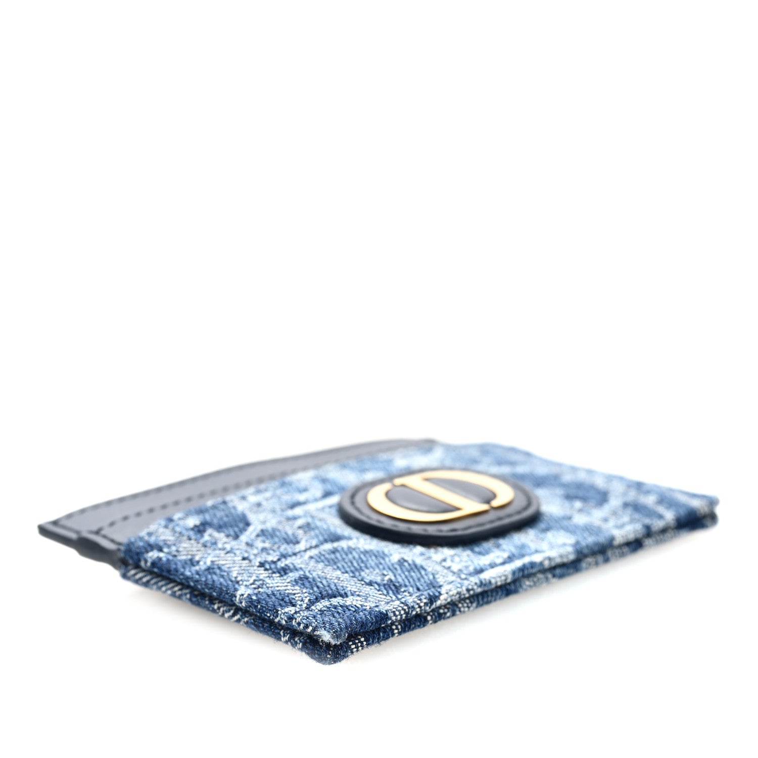 Christian Dior Denim Jacquard Oblique Calfskin 30 Montaigne Freesia Card Holder Blue 4 of 6
