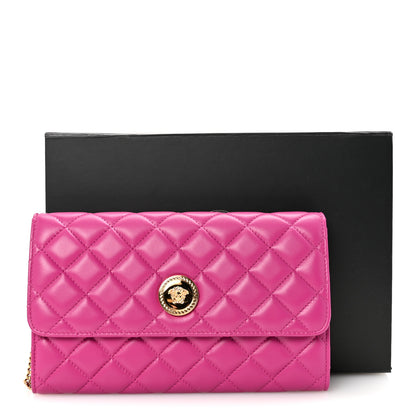 Versace Lambskin Quilted Medusa Wallet on Chain Crossbody Orchid 10 of 10