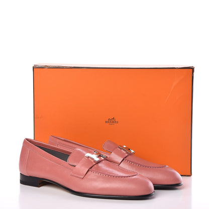 Hermes Goatskin Paris Loafers 37.5 Rouge Blush 8 of 8