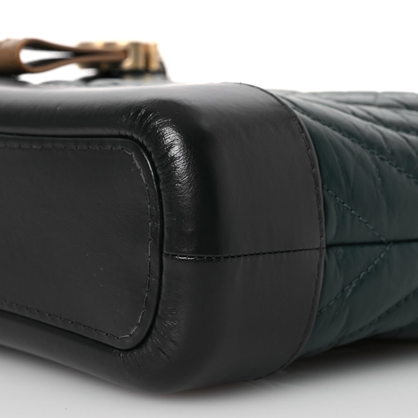 Aged Calfskin Chevron Quilted Small Gabrielle Hobo Green Navy Blue