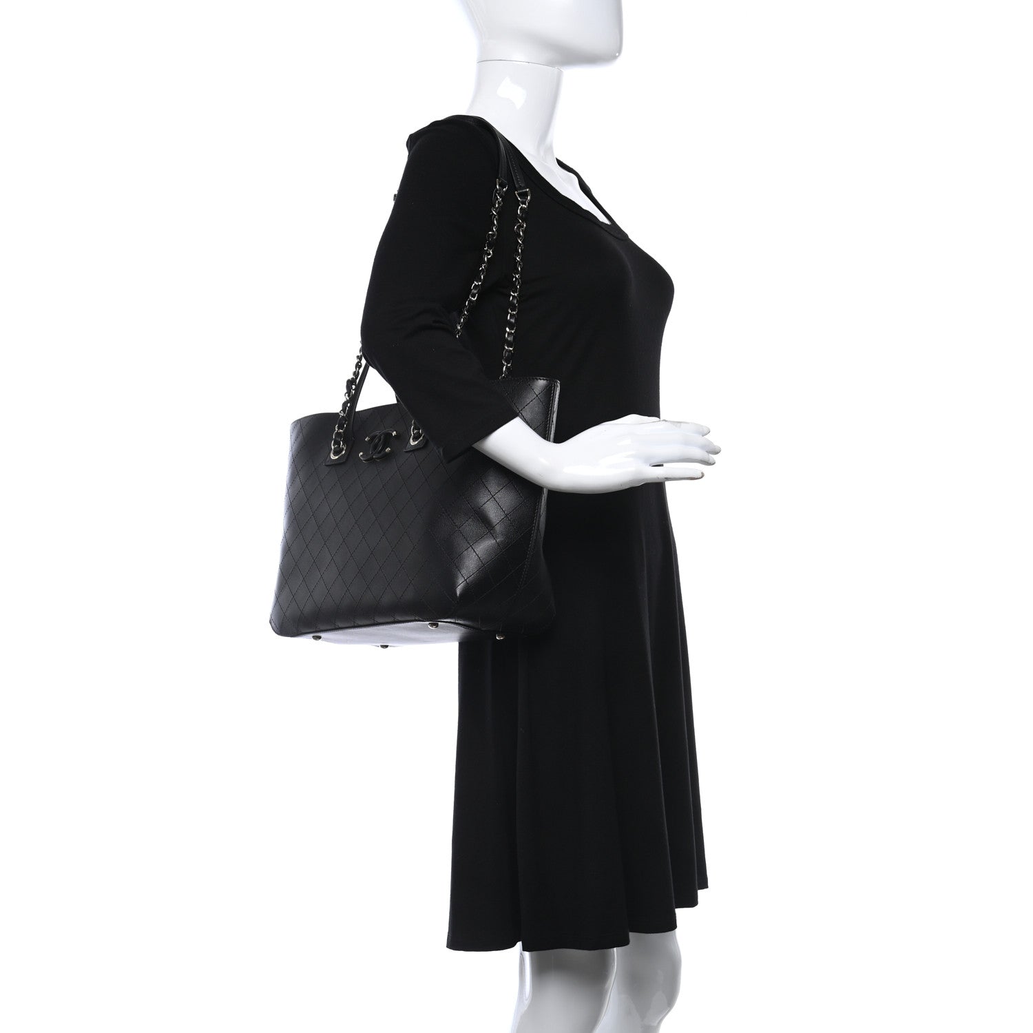 Chanel Calfskin Stitched Shopping Tote Black 2 of 10