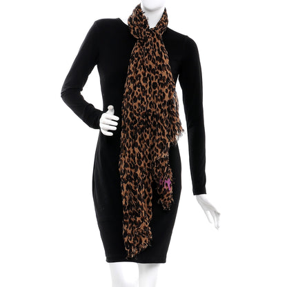 Louis Vuitton Cashmere Silk Leopard Etole Stole Marron 2 of 4