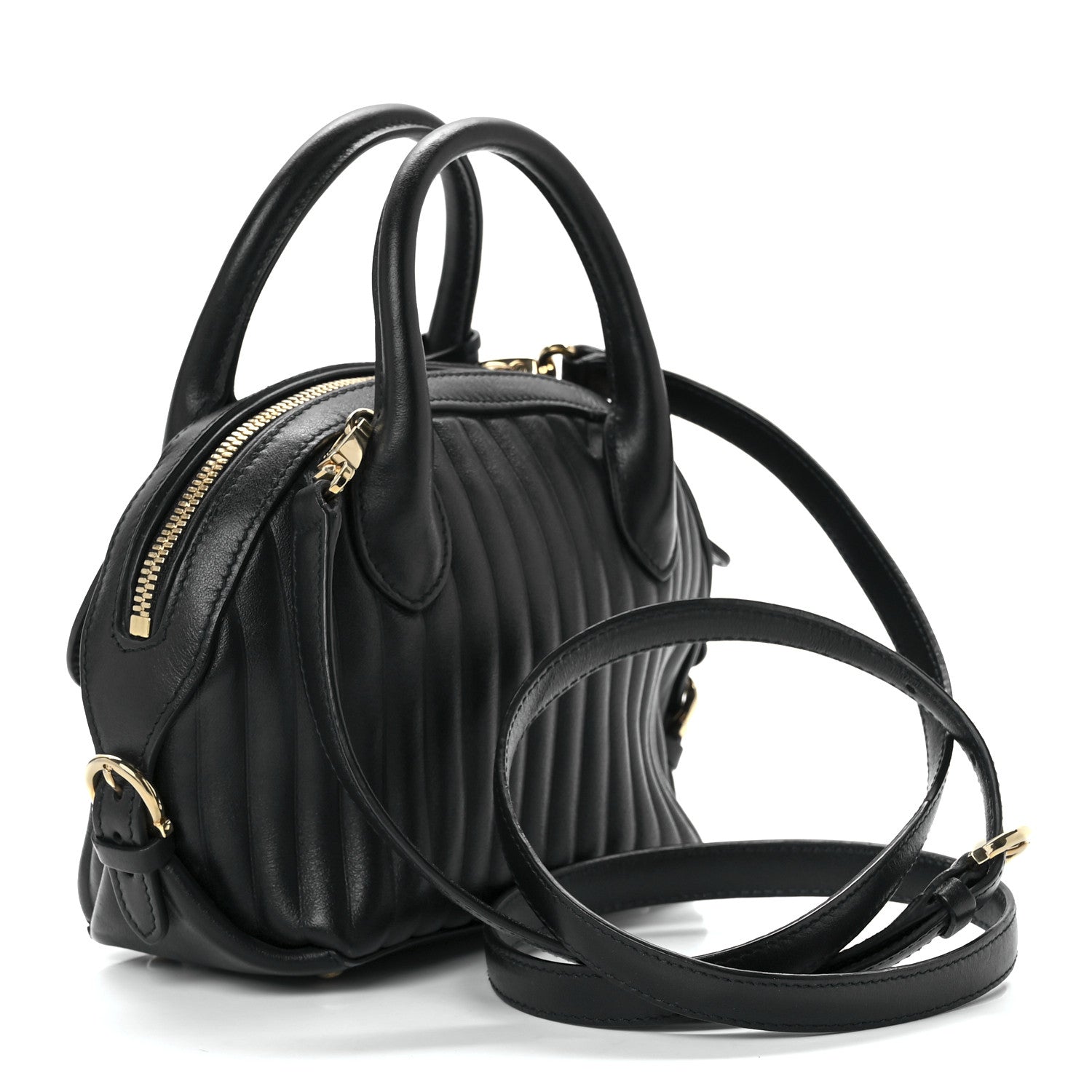 Salvatore Ferragamo Calfskin Quilted Fiamma Bag Black 2 of 9