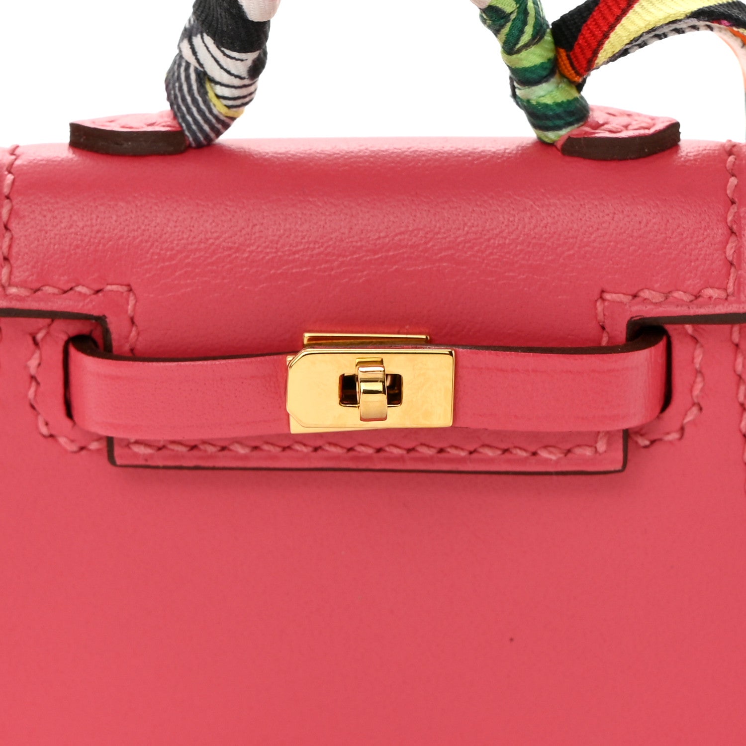 Hermes Tadelakt Mini Kelly Twilly Bag Charm Rose Lipstick 7 of 10