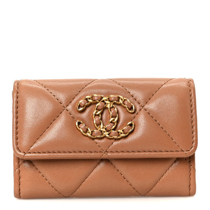 Chanel Lambskin Quilted Chanel 19 Flap Card Holder Brown 1 of 10