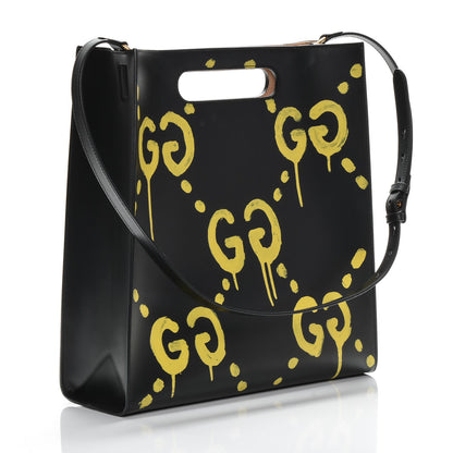 Gucci Calfskin GucciGhost Real Medium XL Tote Black Yellow 3 of 6