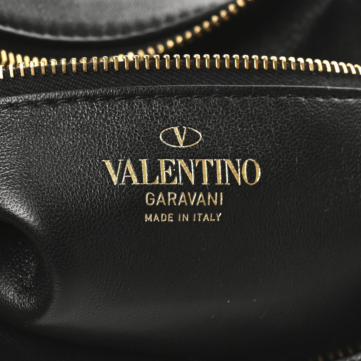 Calfskin Stud Sign Zip Hobo Black