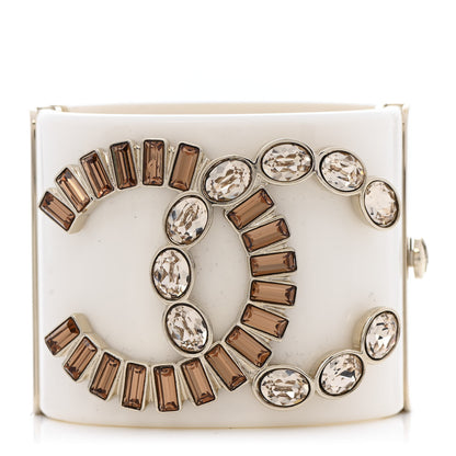 Chanel Resin Crystal CC Cuff White 1 of 4