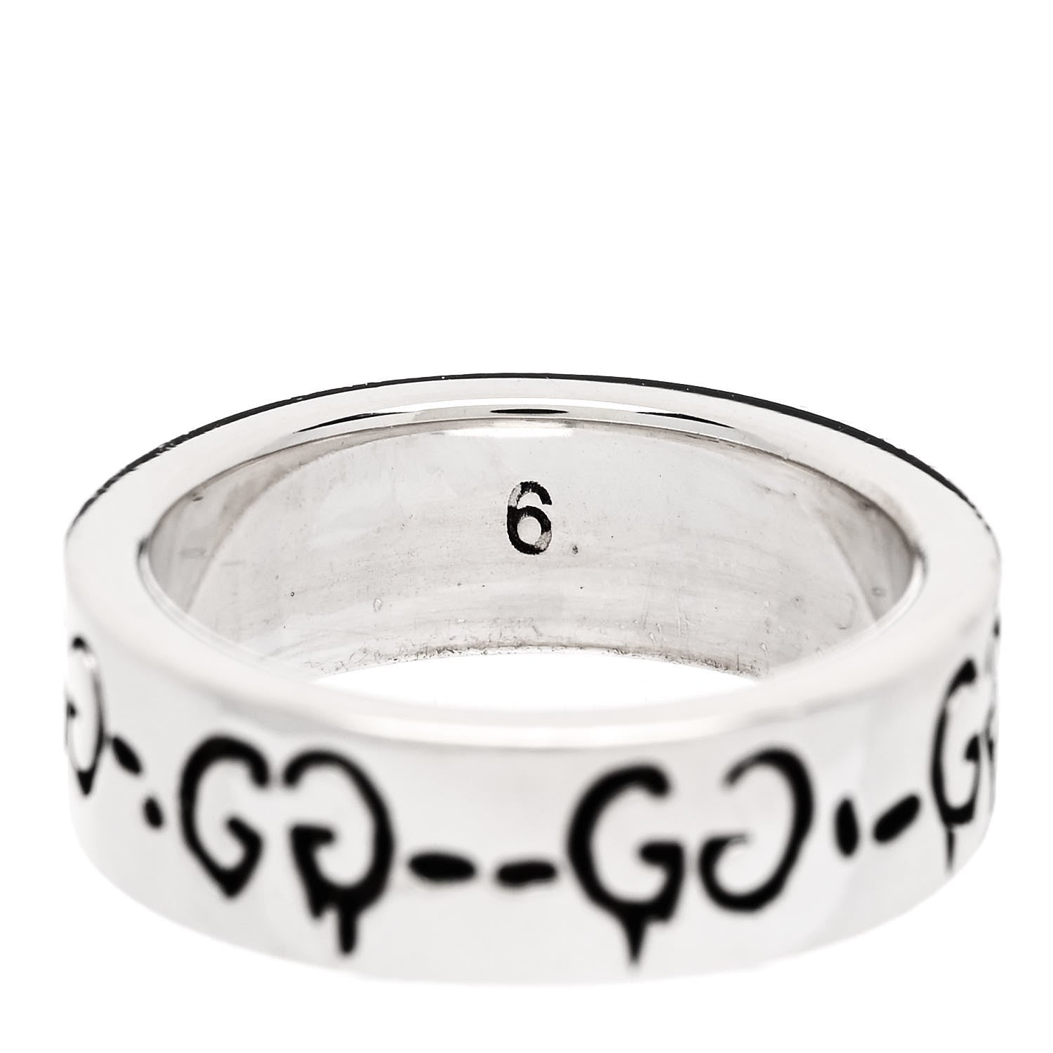 Gucci Sterling Silver Narrow GucciGhost Hamlet Skull Ring 46 3.75 6 of 6