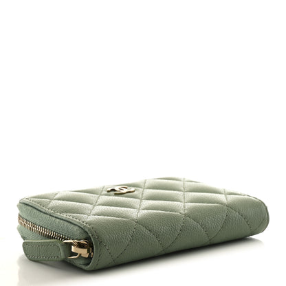 Chanel Caviar Quilted Zip Around Coin Purse Wallet Dark Green 4 of 8
