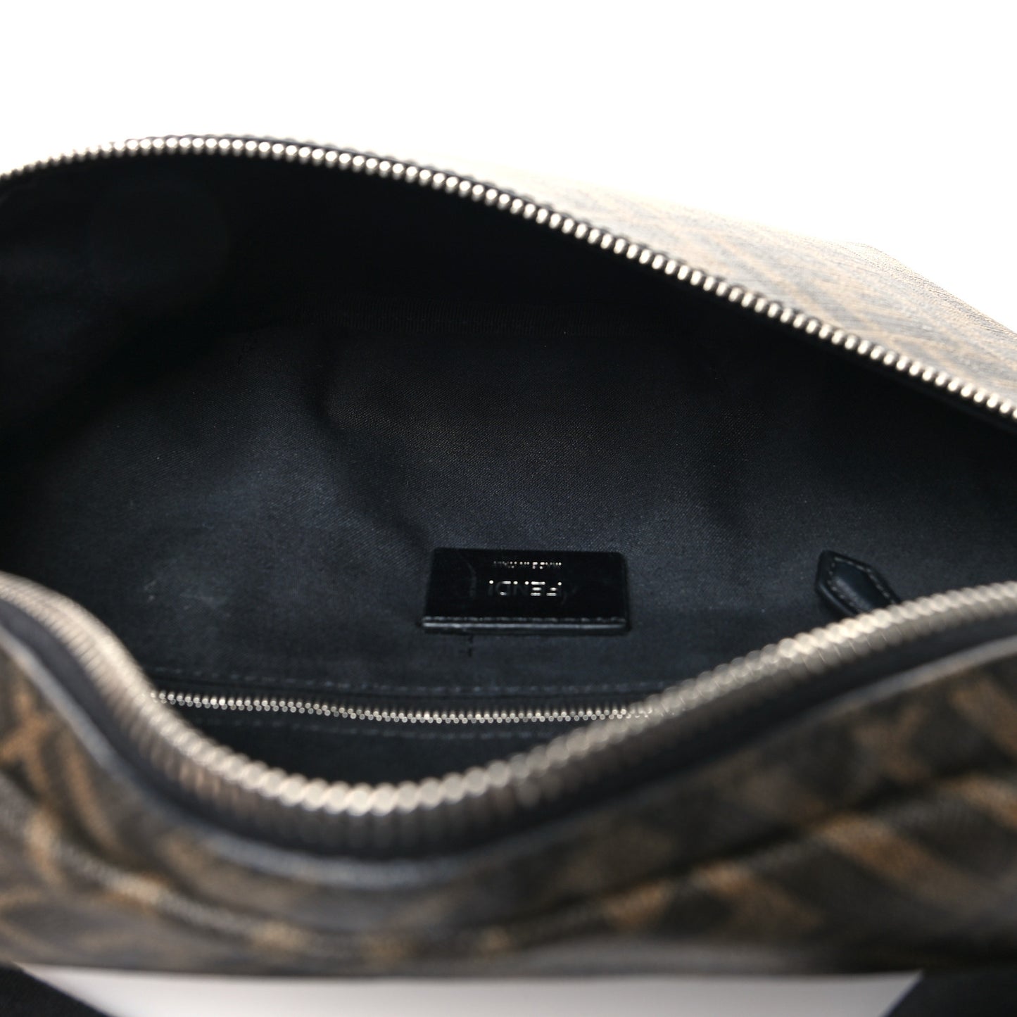 Glazed Fabric Vitello Liberty FF 1974 Diagonal Belt Bag Tobacco Moresco Black